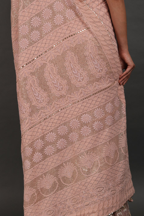 Peach Embellished Lehenga Sareeuntitled (14 of 14)